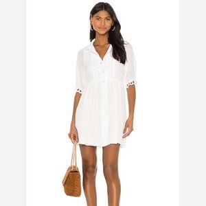 Stoned immaculate silk paper doll mini dress in ivory